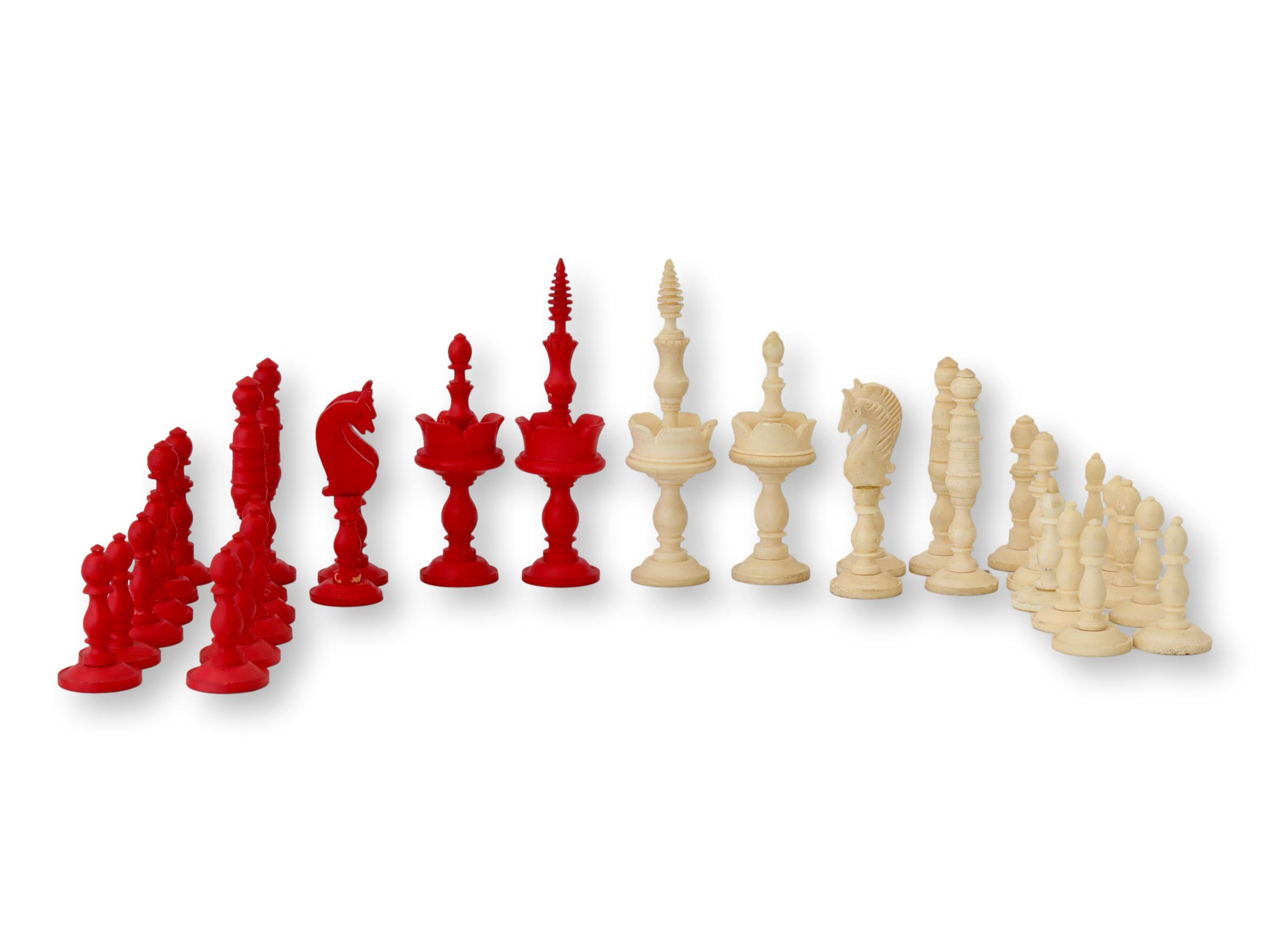 19th-C English Carved Bone Chess Set~P77677999