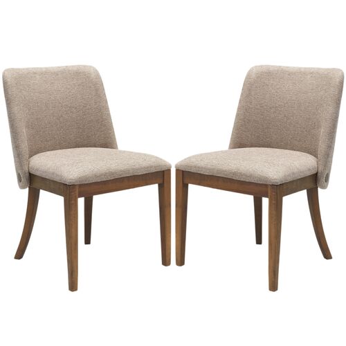 S/2 Lucan Upholstered Dining Chairs, Brown