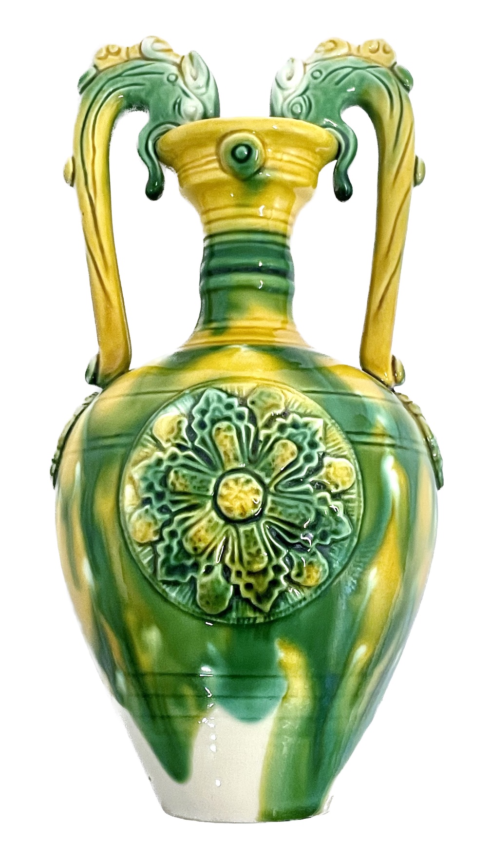 Chinese Dragon Majolica Urn Vase~P77686798