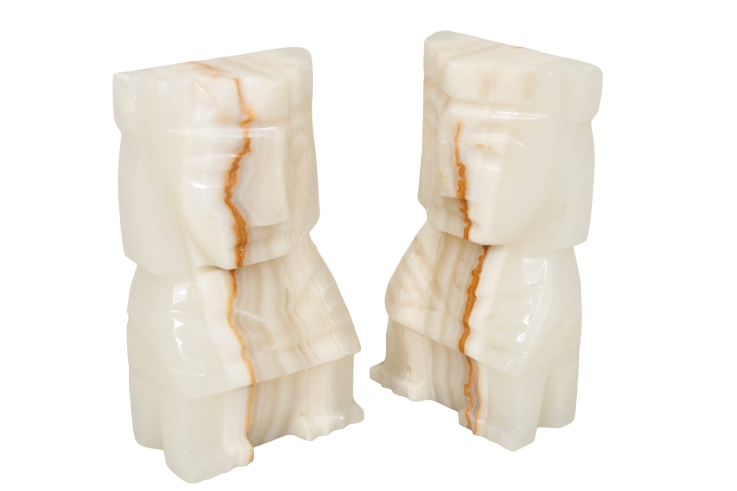 Mayan Figure Agate Bookends - a Pair~P77698965