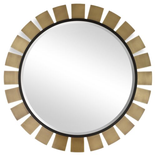 Armando 45" Round Wall Mirror, Brass