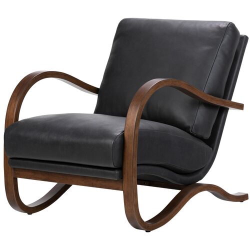 Theodore Leather Accent Chair, Black