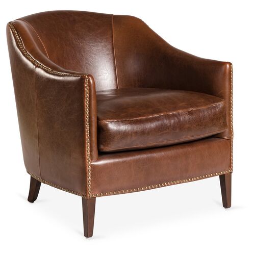 Verona Leather Club Chair, Saddle~P76427582