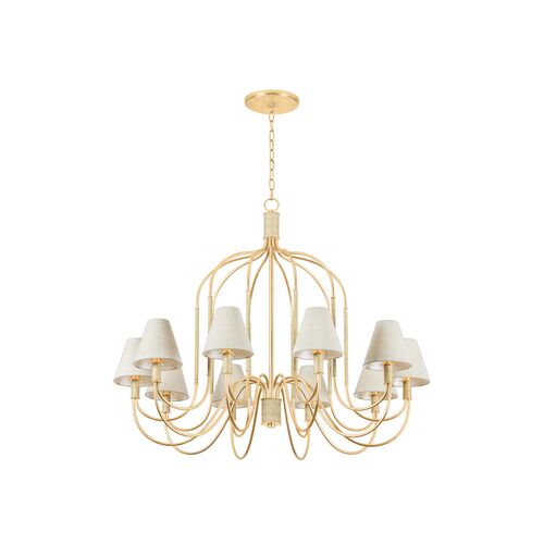 Olessa Chandelier, Vintage Gold Leaf/Natural Linen