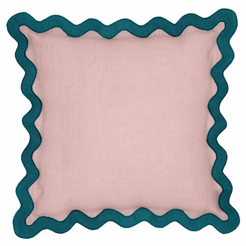 Harper Scalloped Edge Linen Throw Pillow