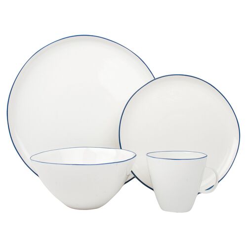 Asst. of 4 Abbesses Place Setting, White/Blue~P68066932