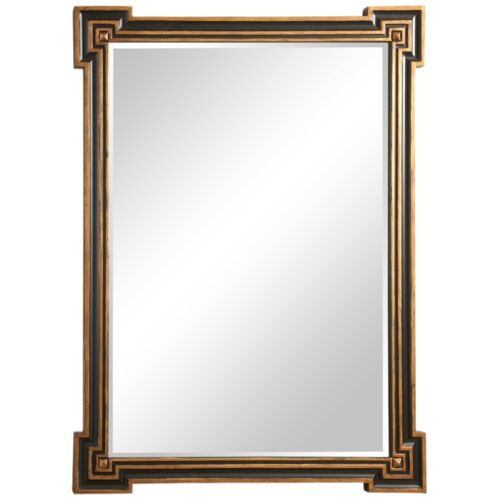 Richards Beveled Wall Mirror, Black/Gold