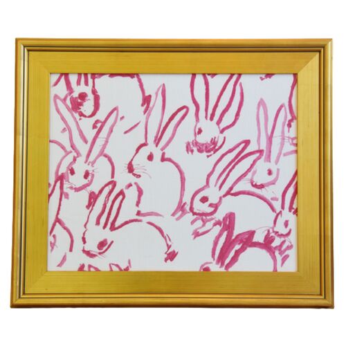 Framed Hunt Slonem Bunny Hutch Fabric~P77657830