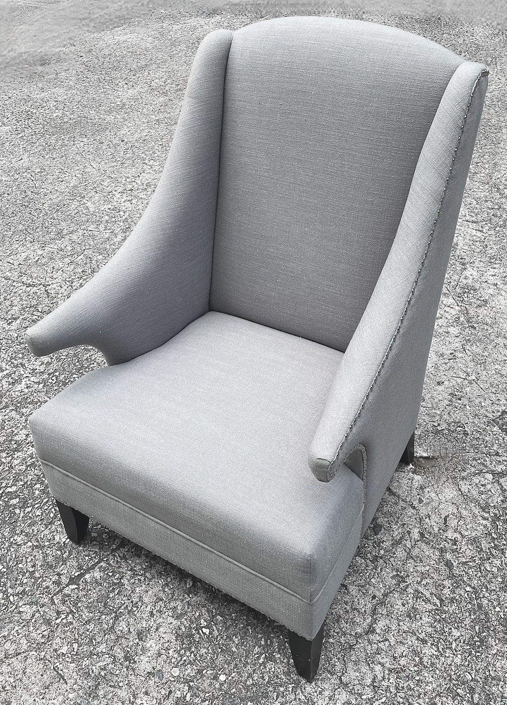 Grey Midcentury Style Wing Back Chair~P77670909