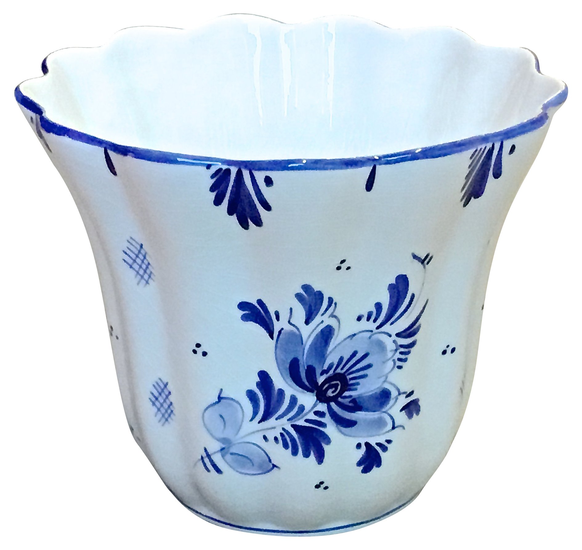 Ceramic Floral Delft Cachepot~P77517093