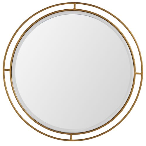 Belafonte Round Wall Mirror, Forged Gold~P111115486