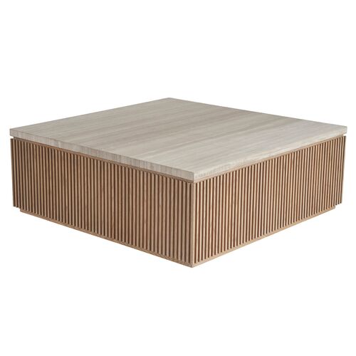 Veridian Fluted Marble Top Square Cocktail Table Veridian Fluted Marble Top Square Cocktail Table