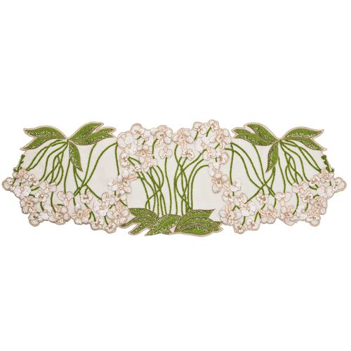 Orchid Cotton/Glass Runner, Green