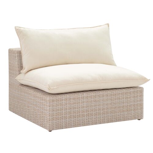 Makenna Wicker Outdoor Armless Chair, Natural/Cream