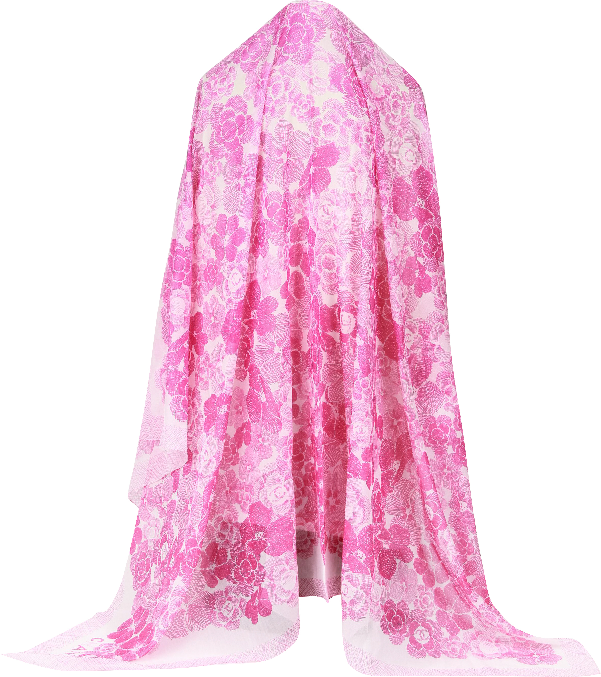 Chanel new XL fuchsia cotton silk shawl~P77634258