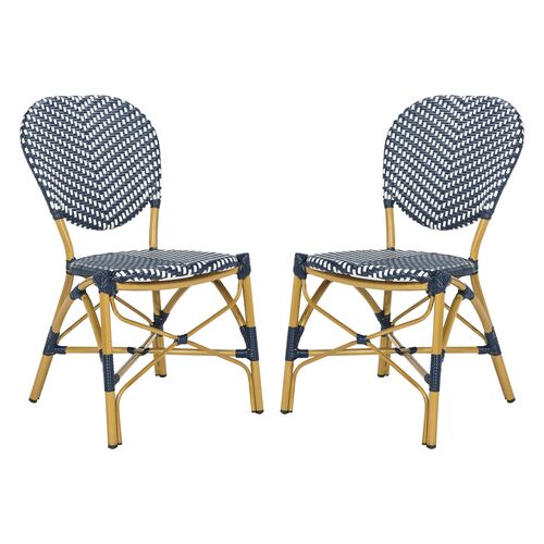 S/2 Briony Outdoor Wicker Side Chairs, Navy/White S/2 Briony Outdoor Wicker Side Chairs, Navy/White