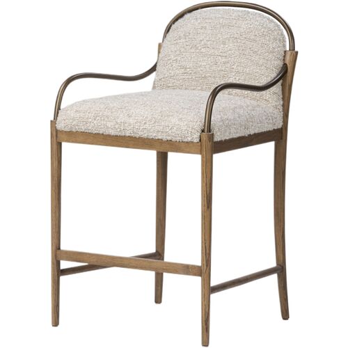Demi Ash Wood Iron Counter Stool, Ivan Stone