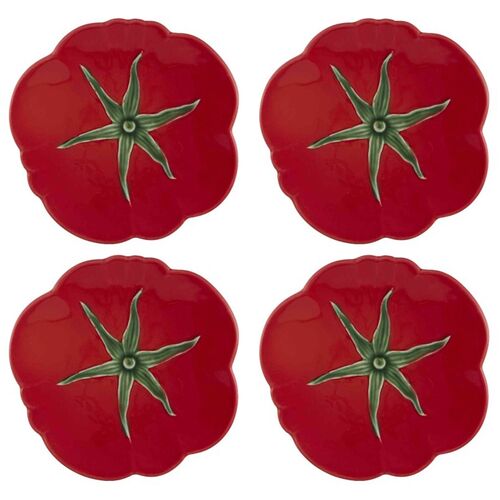 S/4 Tomato Bread & Butter Plates, Red