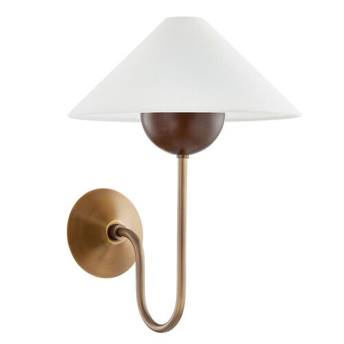 Evan Wall Sconce, Patina Brass/Textured Linen