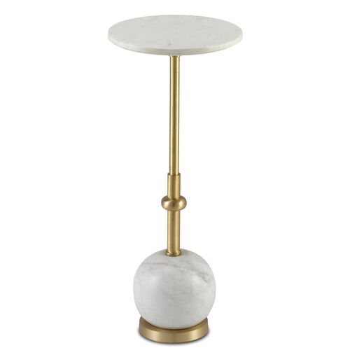 Pino Drinks Table, Brushed Brass/White~P77596058