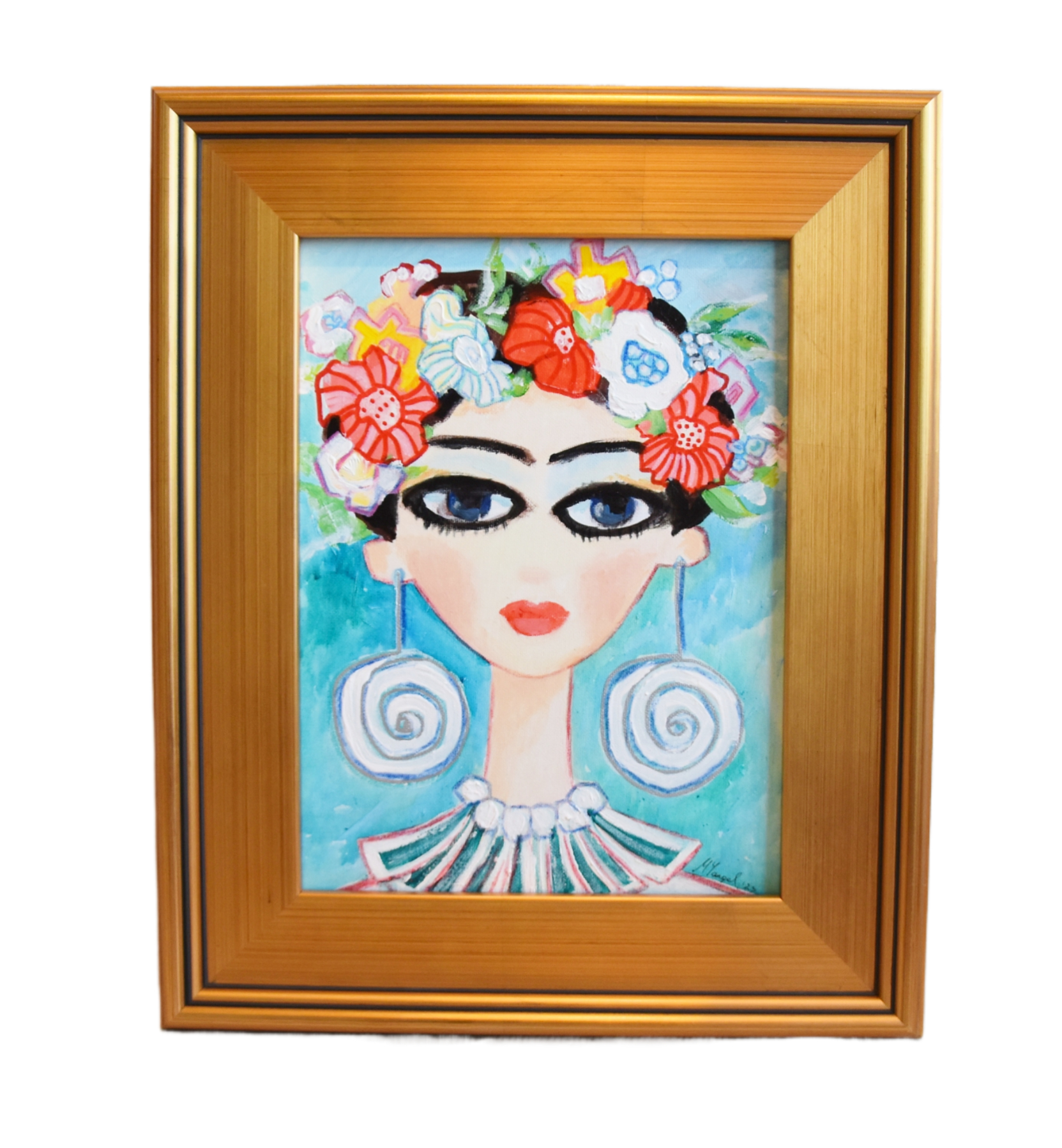 Woman Flower Headdress Portrait Painting, image size:1663x1798