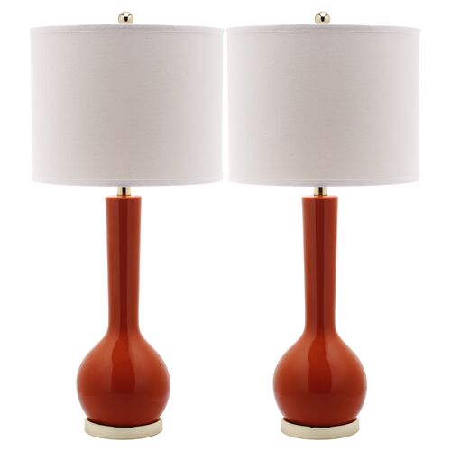 S/2 Ava Table Lamps, Orange~P46316455