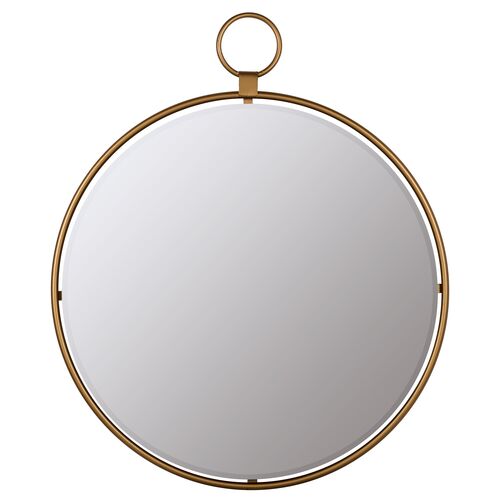 Lynden Round Wall Mirror, Gold~P77553107