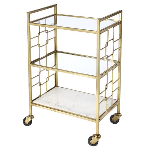 Owen Bar Cart, Polished Gold