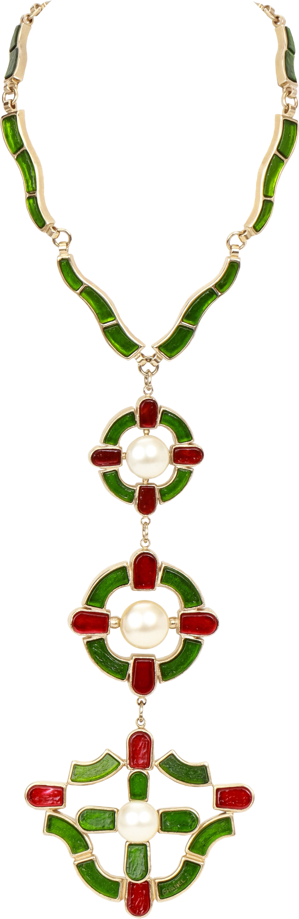 Chanel necklace w/triple pendant gripoix~P77633451