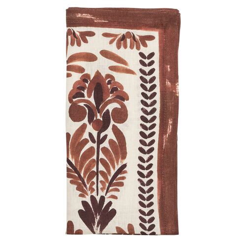 S/4 Botanica Napkins, Ivory & Brown
