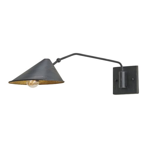 Serpa Single Swing-Arm Wall Sconce, French Black