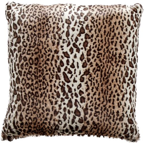 Rowan 20x20 Faux-Fur Leopard Pillow, Brown/Black~P77636545