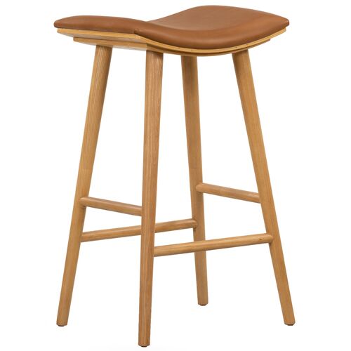 Hue Leather Barstool, Natural/Butterscotch~P77630304
