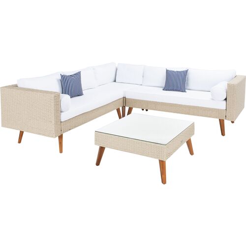 Aurora Outdoor Lounge Sofa Set, Beige/White~P77647879