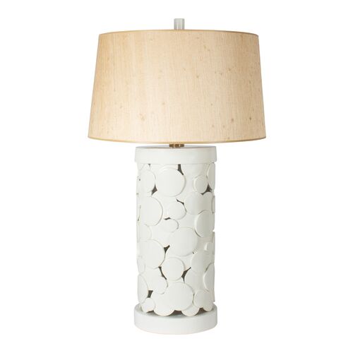 Saint Lucia Couture Table Lamp, White/Seagrass~P77660310