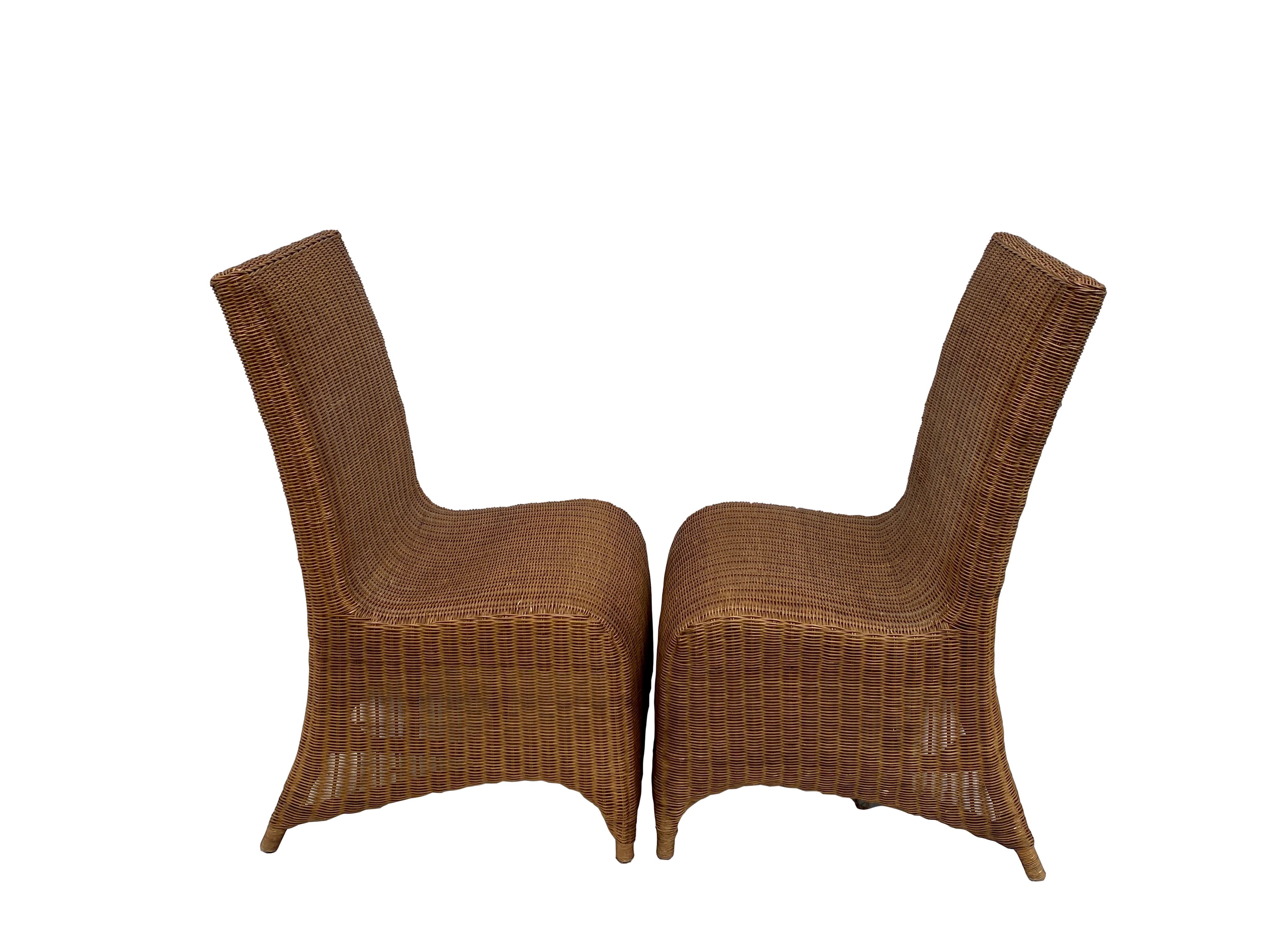 Mid-Century Draped Wicker Dining Chairs~P77672431