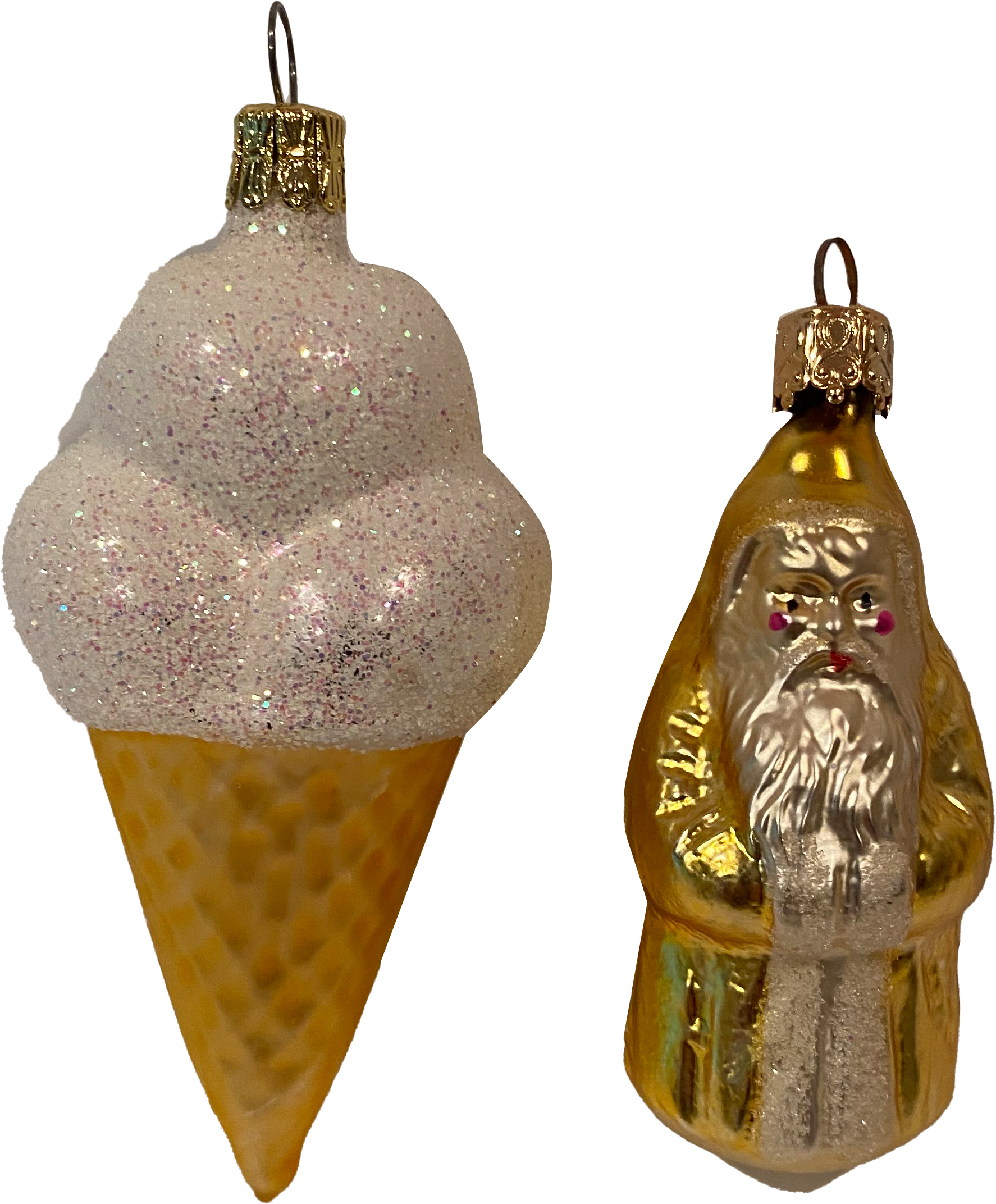 Blown Glass Ice Cream Cone & Santa S/2~P77633863