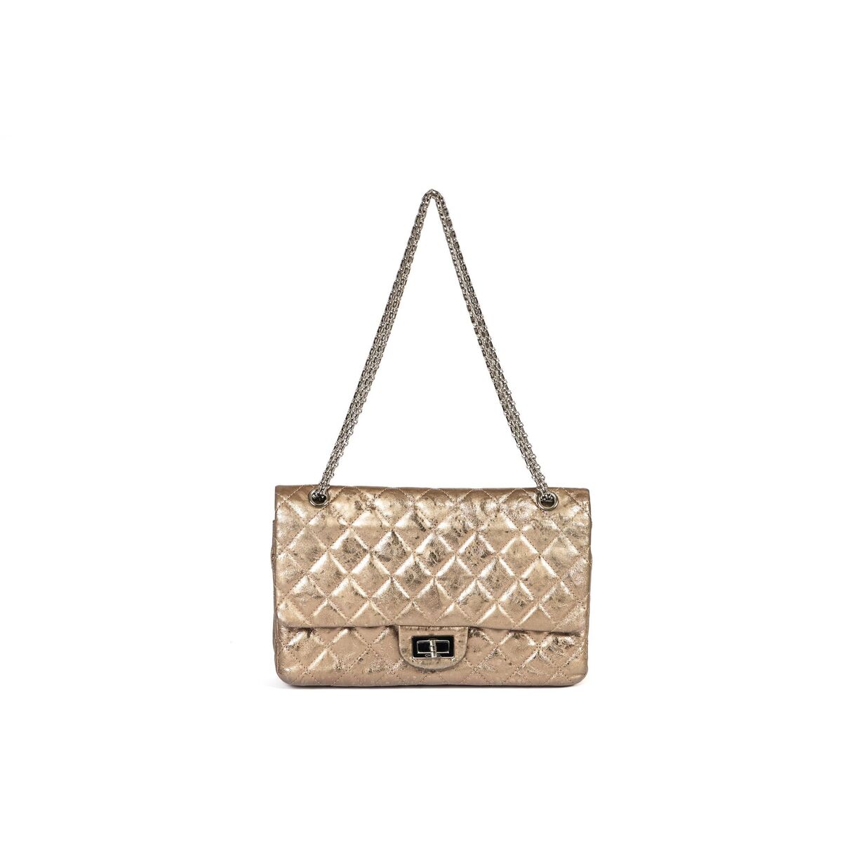 Chanel Metallic Quilted Aged Calf Leather 226 Reissue 2.55 Flap Bag For  Sale at 1stDibs