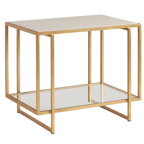 Pinnacle End Table, Satin Gold/Cream Pinnacle End Table, Satin Gold/Cream