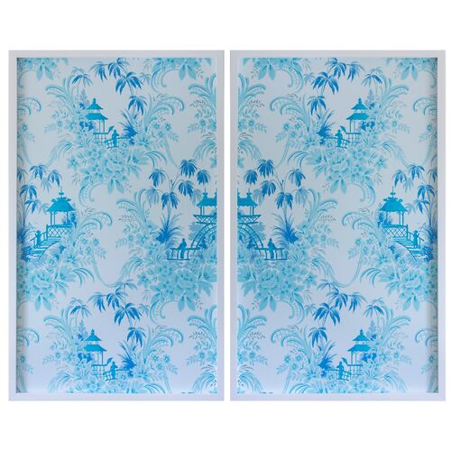 Dawn Wolfe, Pale Blue Pagoda Wallpaper Diptych~P77571827