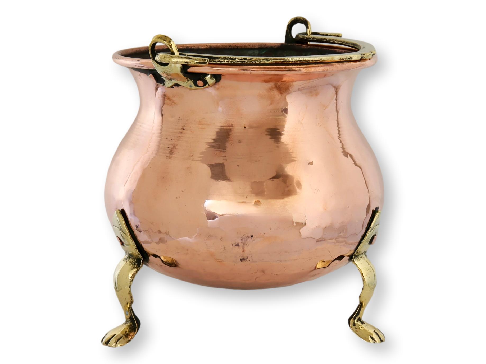 Antique Englsih Footed Copper Cauldron~P77685381