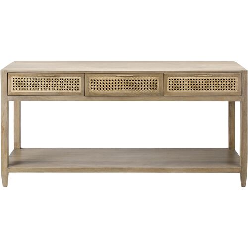 Yule 3-Drawer Rattan Console Table, Natural