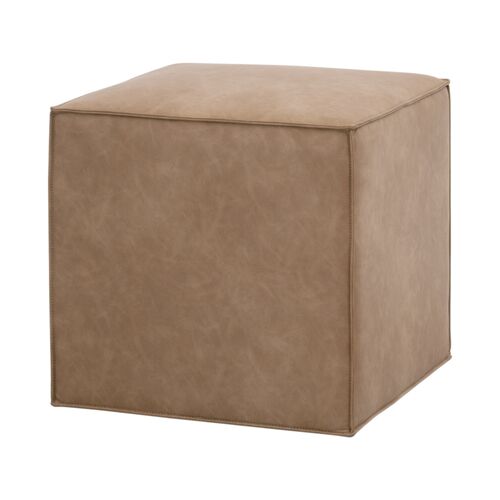 Darci Accent Cube/Ottoman, Toast Leather