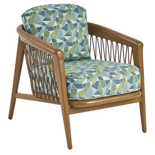 Palm Desert Poolside Outdoor Teak Occasional Chair, Geometric Palm Desert Poolside Outdoor Teak Occasional Chair, Geometric