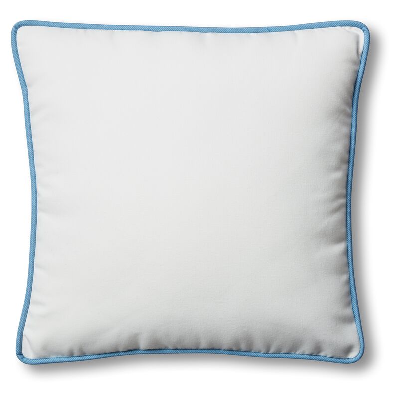 Kit Outdoor Box Pillow, White/Blue