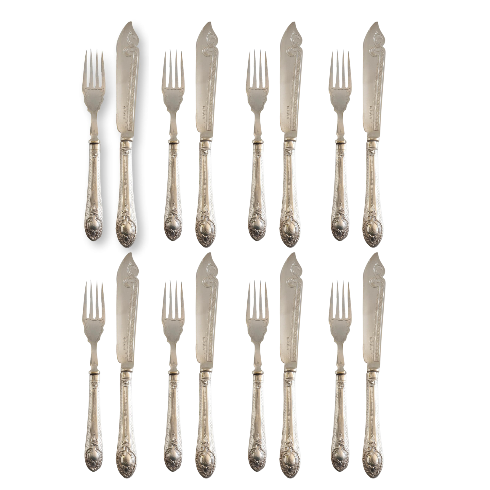 Antique Silver-Plate Fish Set, Svc. 8~P77689086