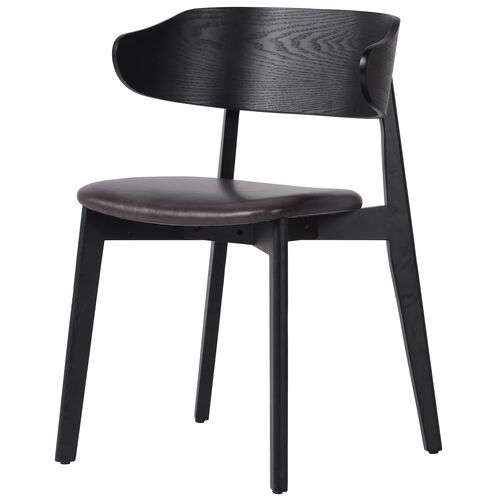 Ivy Dining Chair, Black Veneer/Black Leather