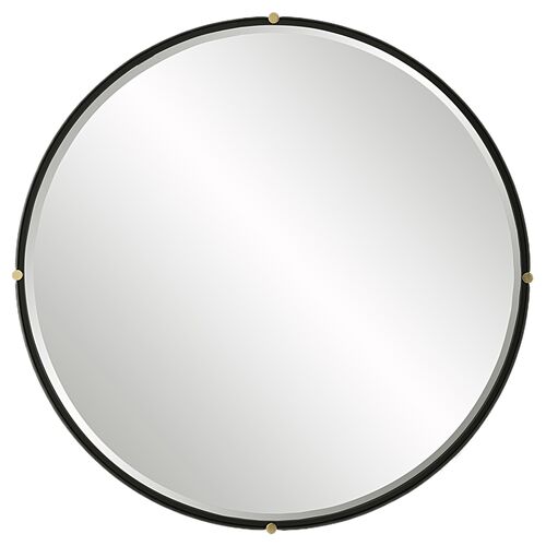 Matthis 48.88" Round Wall Mirror, Black