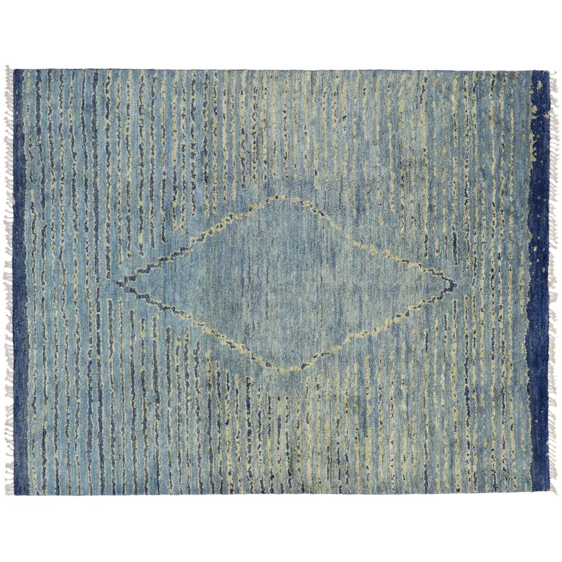 Blue Moroccan Style Rug, 9'02 x 11'07