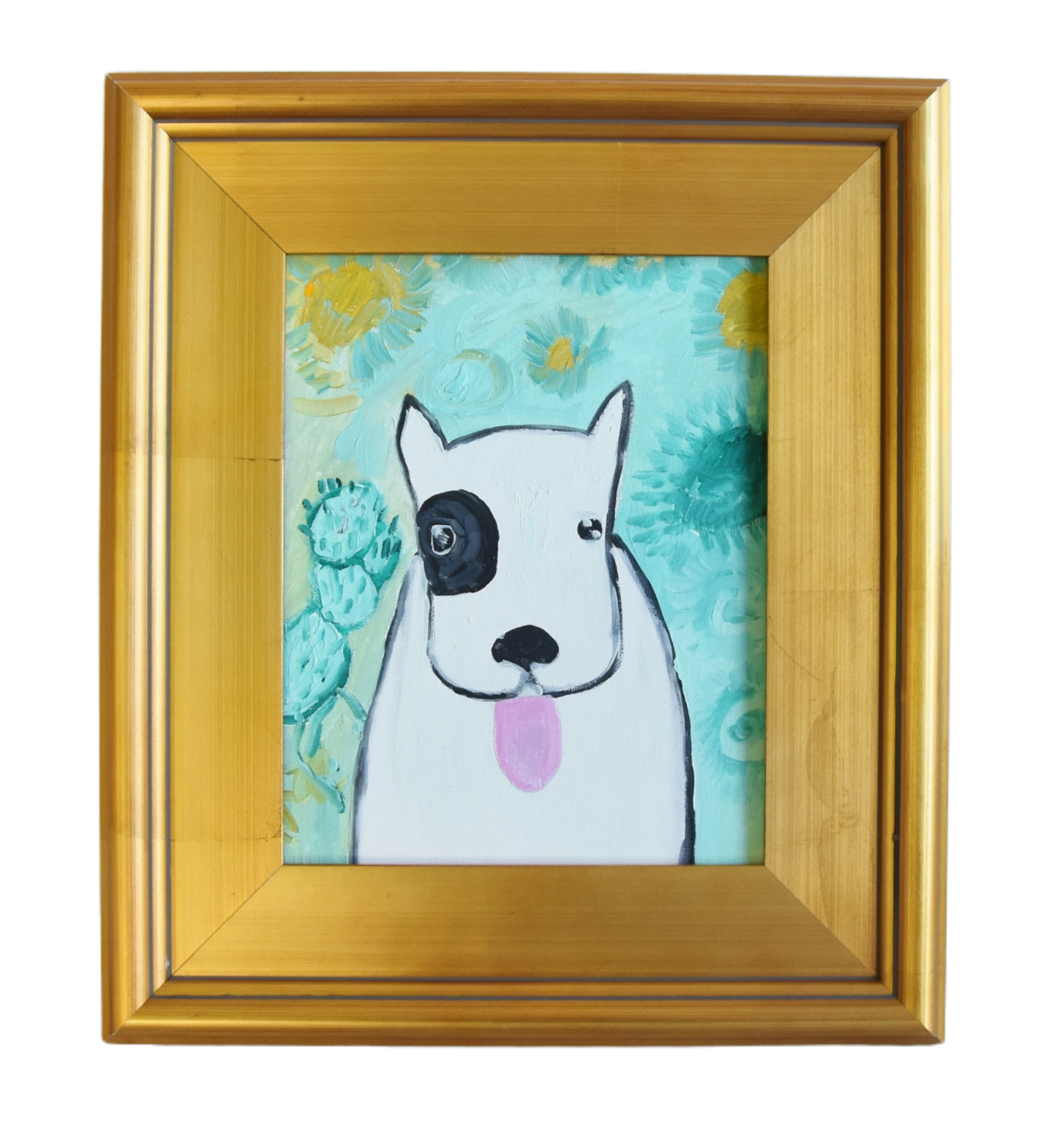 Folk Art Doggie Dog Puppy Oil Painting~P77674037
